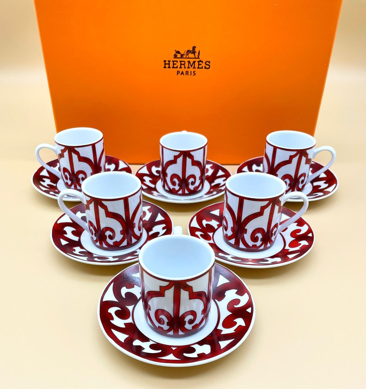 Hermes Turkish coffee set of 6 cups - Hermes Turkish Coffee Cups | Aleppo Gift UAE